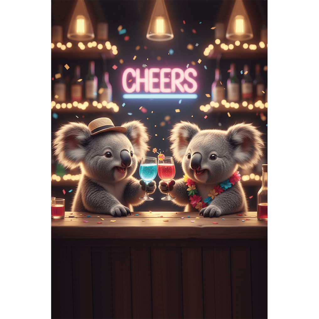 Lenticular Koalas birthday card from Cardmore featuring playful koala images, ideal for celebrating special occasions.